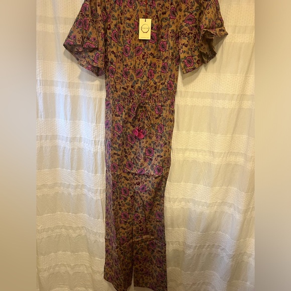Raga by Anthropologie Jumpsuit Size XS Tassel Waist Tie Pockets Boho - Picture 2 of 8